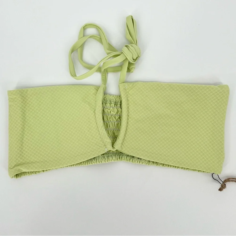 Stone Fox Swim Womens Bralette Bikini Top Size XS Light Green Butterfly Pique